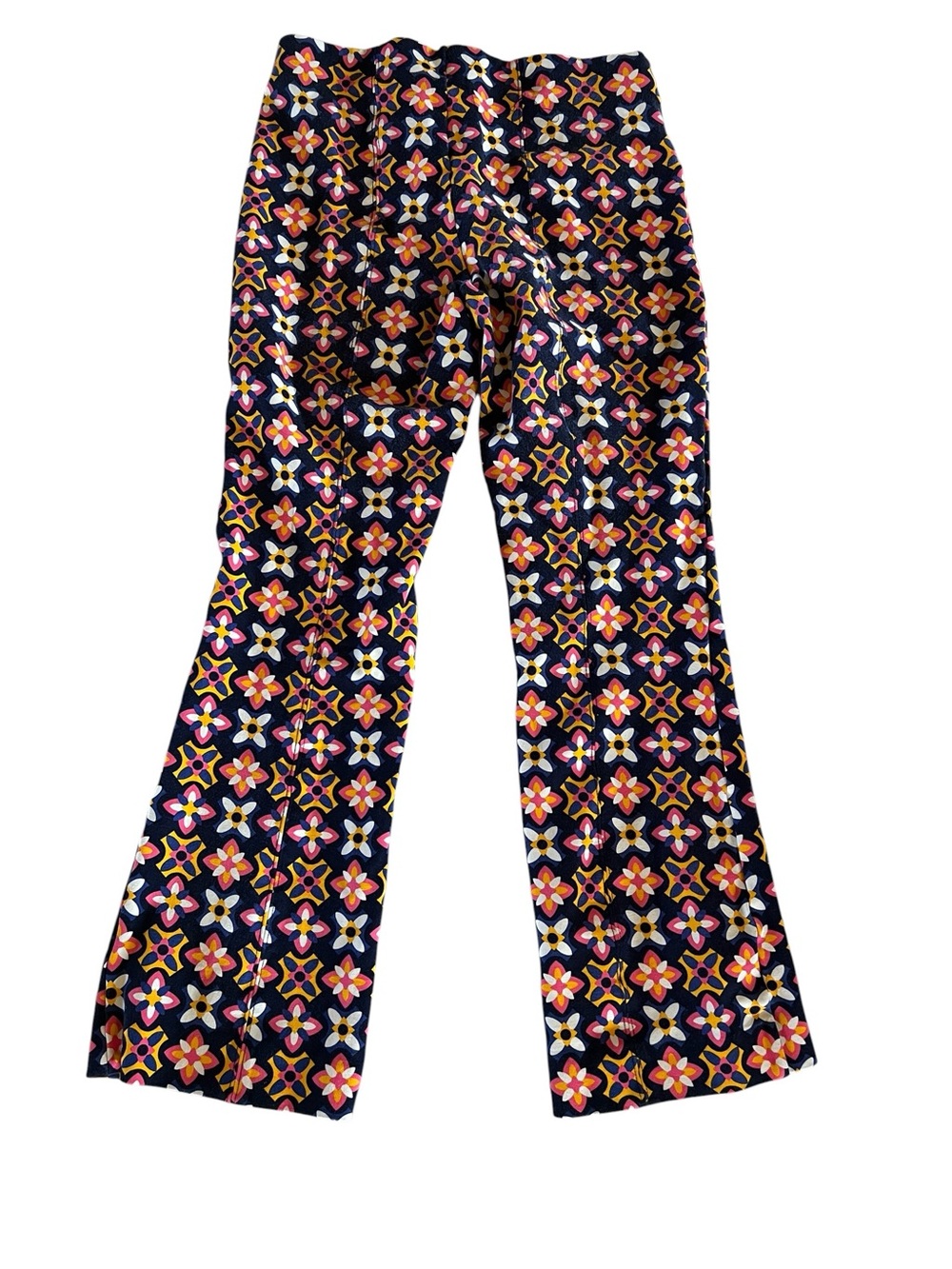 Maeve Anthropologie Floral Geo Crop Flare Knit Pants XS Retro Mod Statement - Picture 3 of 7